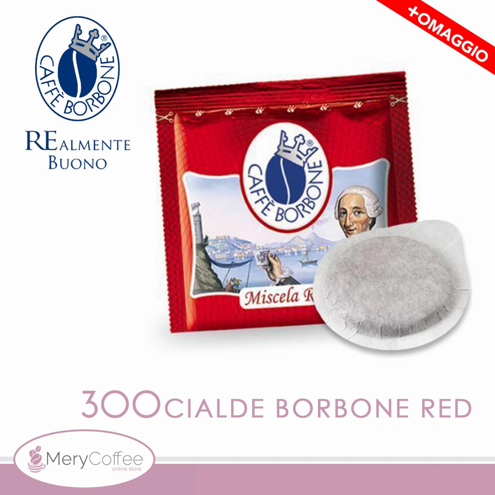300 Cialde ESE 44 mm Caffè Borbone miscela ROSSA RED +OMAGGIO - MeryCoffee