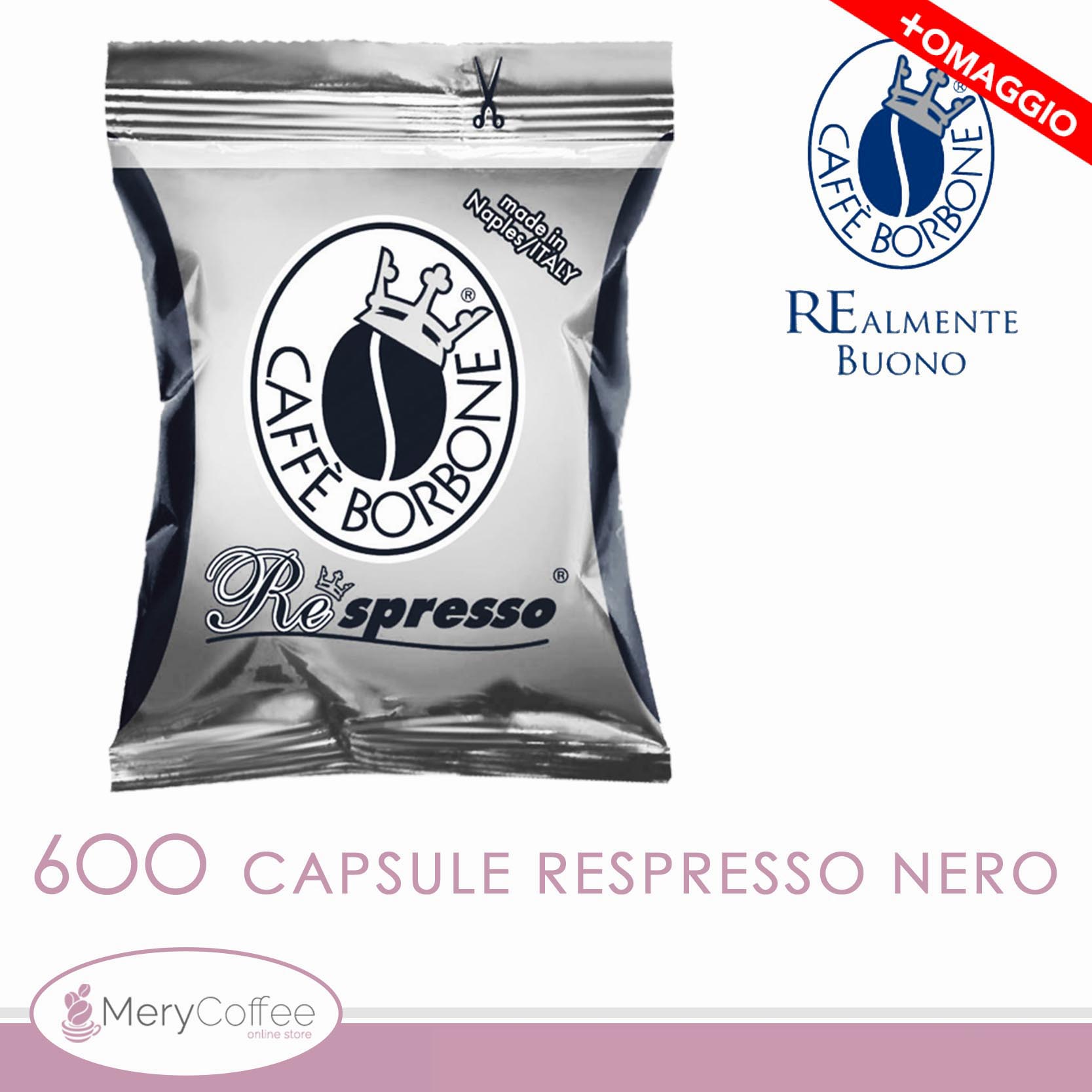 600 Capsule cialde Borbone REspresso NERA Compatibili Nespresso*+omaggio -  MeryCoffee