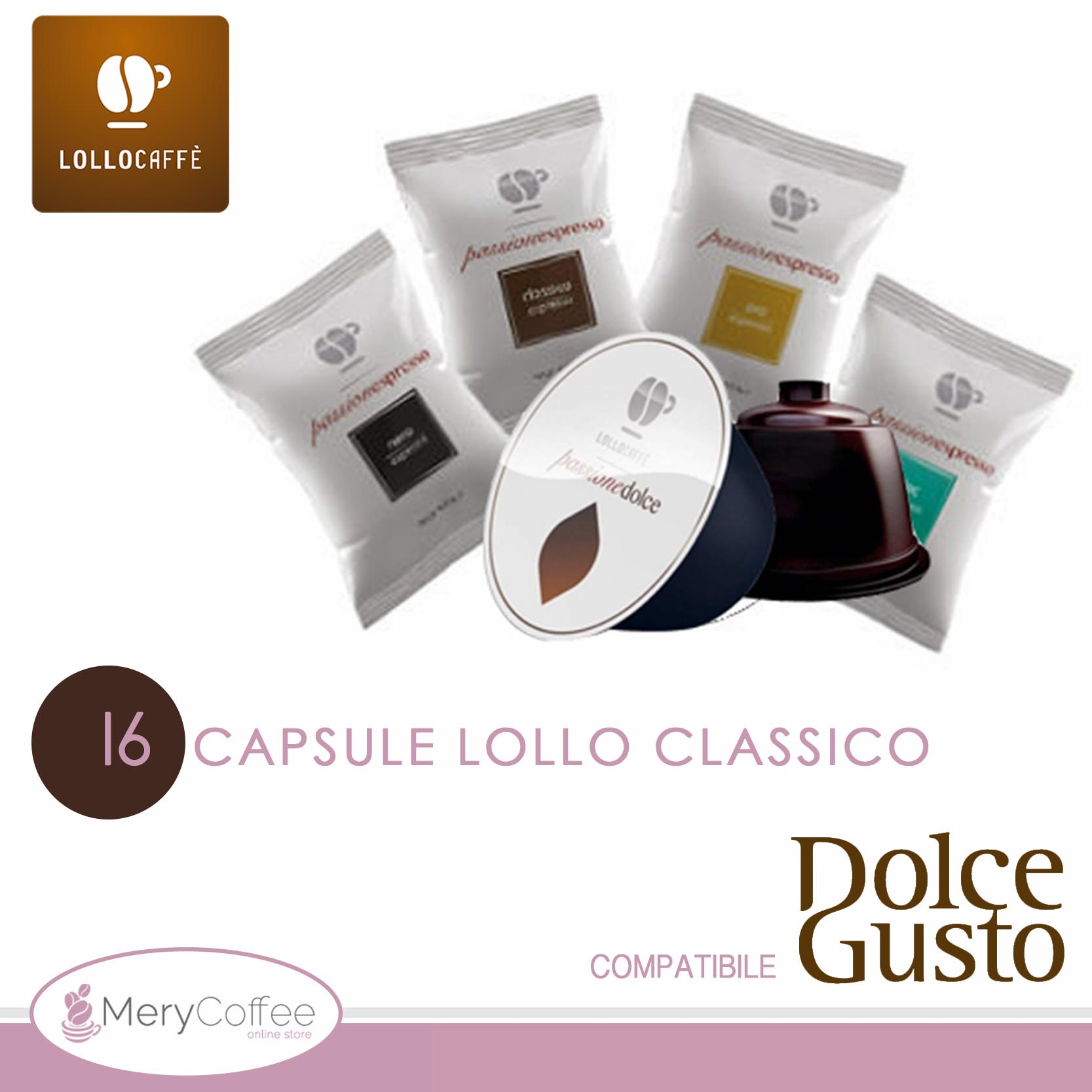16 Capsule Lollo Caffè Gusto Classico Compatibili Dolce Gusto* - MeryCoffee