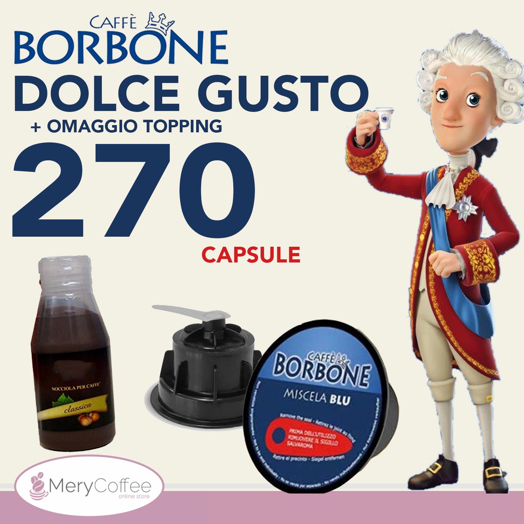270 Capsule Borbone BLU Compatibili DOLCE GUSTO* +omaggio - MeryCoffee
