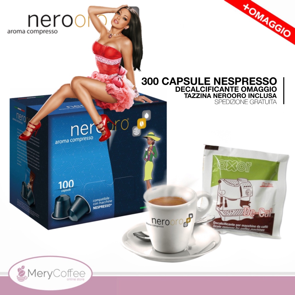 600 Capsule Nespresso NeroOro + decalcificante e tazzina omaggio