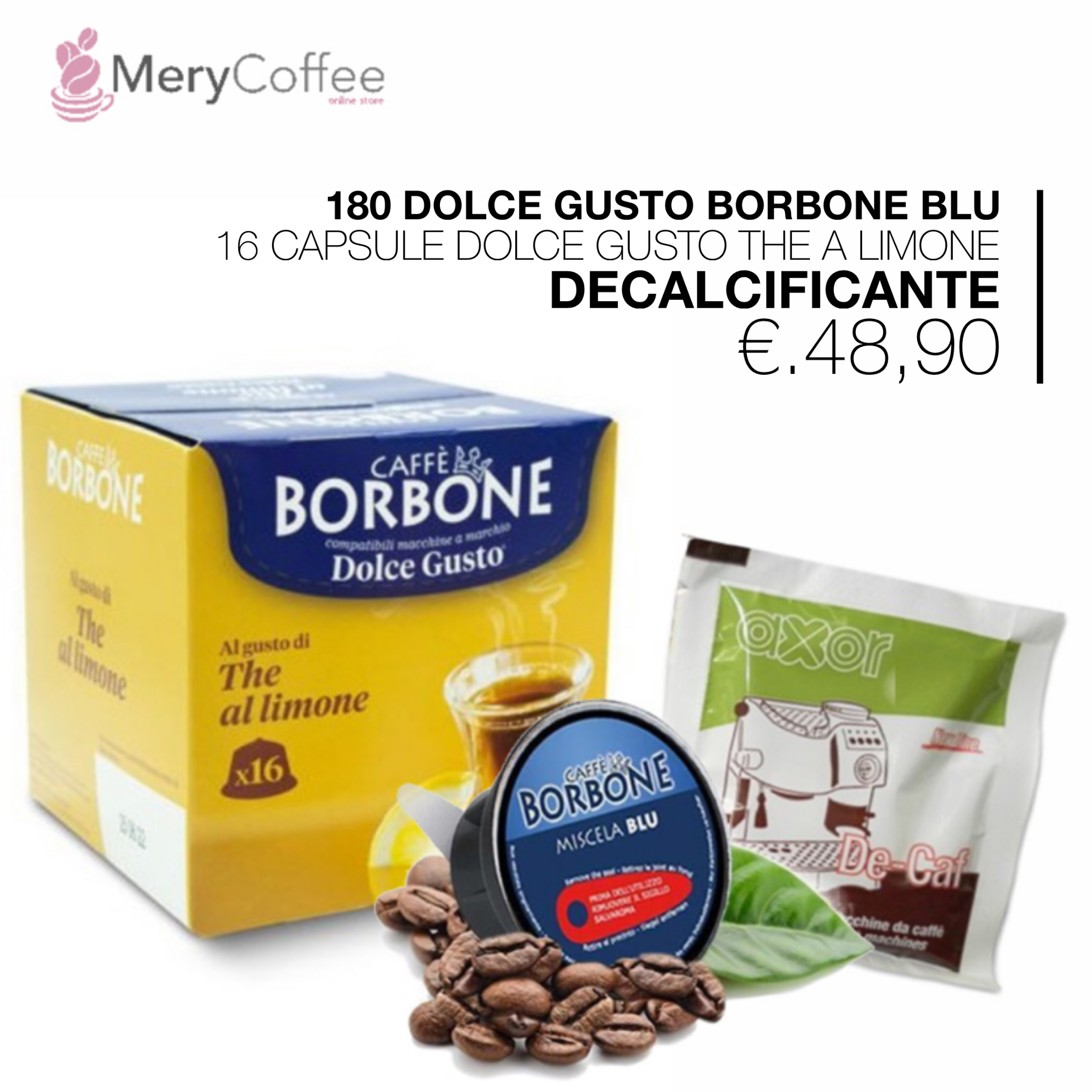 180 dolce gusto borbone blu+16 capsule dolce gusto the a limone +